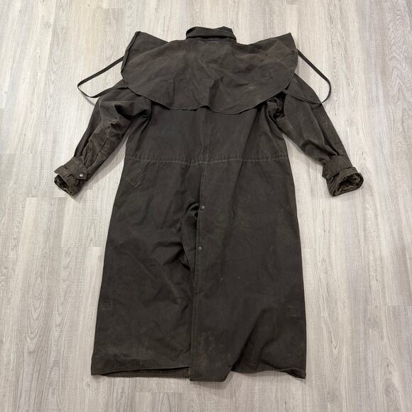 Vintage Kuver Mebum Duster Oil Skin Coat Men Large Black Faded Western by Abetta - Picture 7 of 10